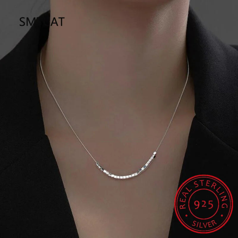 925 Silver Sparkling Necklace Basic Chain Link Fine Jewelry for Women