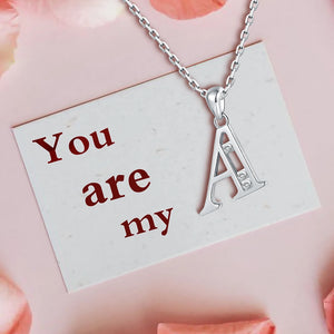 925-Sterling-Silver Letter Initial Necklace with Cubic Zirconia Pendant