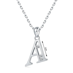 925-Sterling-Silver Letter Initial Necklace with Cubic Zirconia Pendant