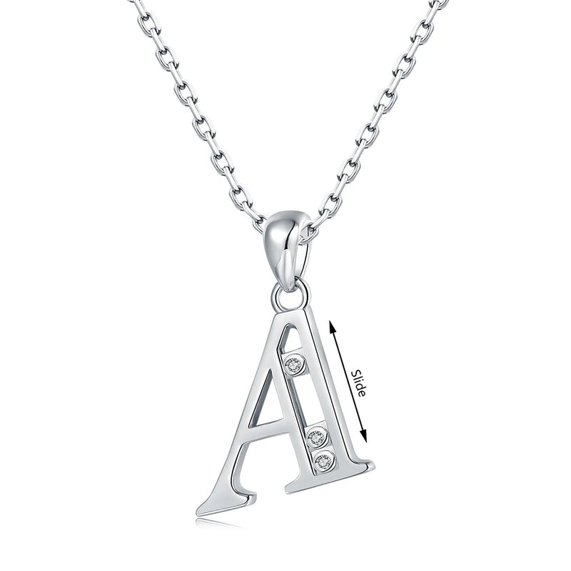 925-Sterling-Silver Letter Initial Necklace with Cubic Zirconia Pendant