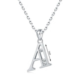 925-Sterling-Silver Letter Initial Necklace with Cubic Zirconia Pendant