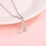 925-Sterling-Silver Letter Initial Necklace with Cubic Zirconia Pendant
