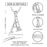 925-Sterling-Silver Letter Initial Necklace with Cubic Zirconia Pendant