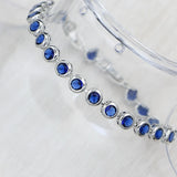 925 Silver Slim Women's Bracelet Zircon Stone 18cm+2cm Ext