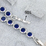 925 Silver Slim Women's Bracelet Zircon Stone 18cm+2cm Ext