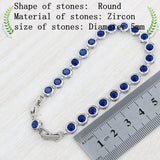 925 Silver Slim Women's Bracelet Zircon Stone 18cm+2cm Ext