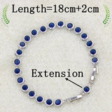 925 Silver Slim Women's Bracelet Zircon Stone 18cm+2cm Ext