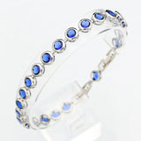 925 Silver Slim Women's Bracelet Zircon Stone 18cm+2cm Ext