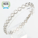 925 Silver Slim Women's Bracelet Zircon Stone 18cm+2cm Ext