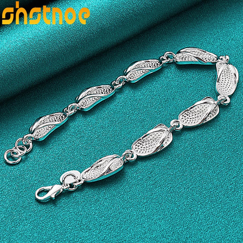 925 Sterling Silver Slippers Shoe Bracelet Chain For Women