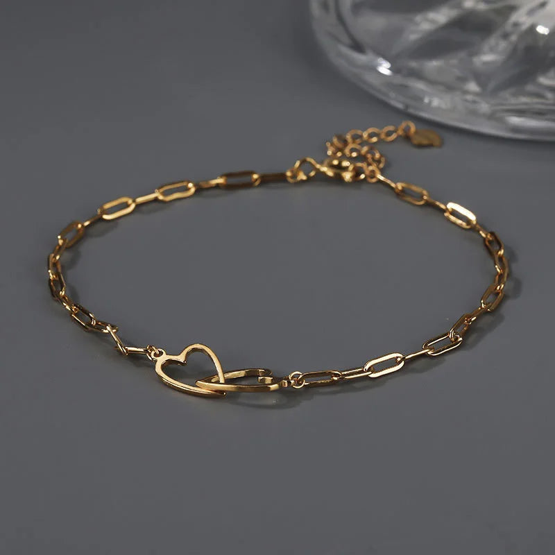 925 Sterling Silver Love Clasp Chain Bracelet Minimalist Gift For Women