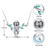 925 Silver Sloth Necklace 'Slow Down Be Happy' Animal Pendant Jewelry