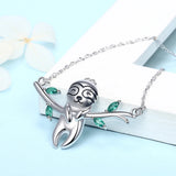 925 Silver Sloth Necklace 'Slow Down Be Happy' Animal Pendant Jewelry