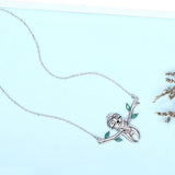 925 Silver Sloth Necklace 'Slow Down Be Happy' Animal Pendant Jewelry
