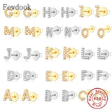 925 Silver A-Z Letter Stud Earring Women Hypoallergenic Brincos