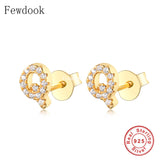 925 Silver A-Z Letter Stud Earring Women Hypoallergenic Brincos