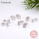 925 Silver A-Z Letter Stud Earring Women Hypoallergenic Brincos