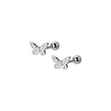 925 Silver Butterfly Back Screw Earrings - Mini Studs
