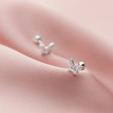 925 Silver Butterfly Back Screw Earrings - Mini Studs