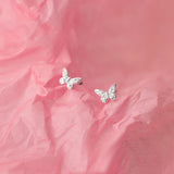 925 Silver Butterfly Back Screw Earrings - Mini Studs