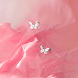 925 Silver Butterfly Back Screw Earrings - Mini Studs