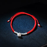 925 Silver Small Bell Lucky Red Rope Shambala Bracelet Bangle
