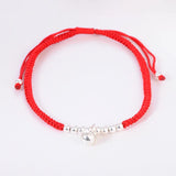 925 Silver Small Bell Lucky Red Rope Shambala Bracelet Bangle