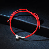 925 Silver Small Bell Lucky Red Rope Shambala Bracelet Bangle