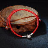 925 Silver Small Bell Lucky Red Rope Shambala Bracelet Bangle