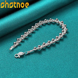 925 Silver Braided Grape Beads Bracelet Women Jewelry