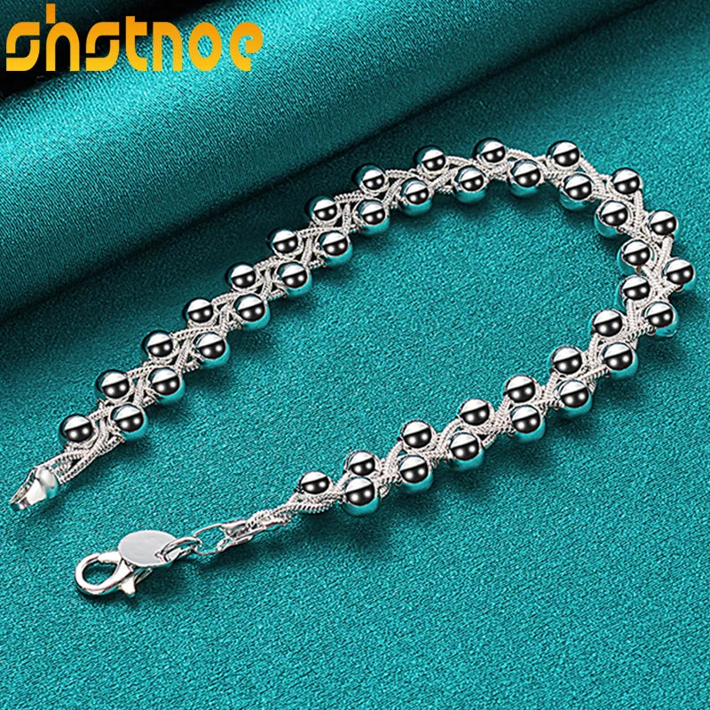 925 Silver Braided Grape Beads Bracelet Women Jewelry