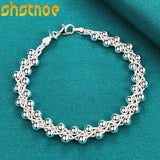 925 Silver Braided Grape Beads Bracelet Women Jewelry
