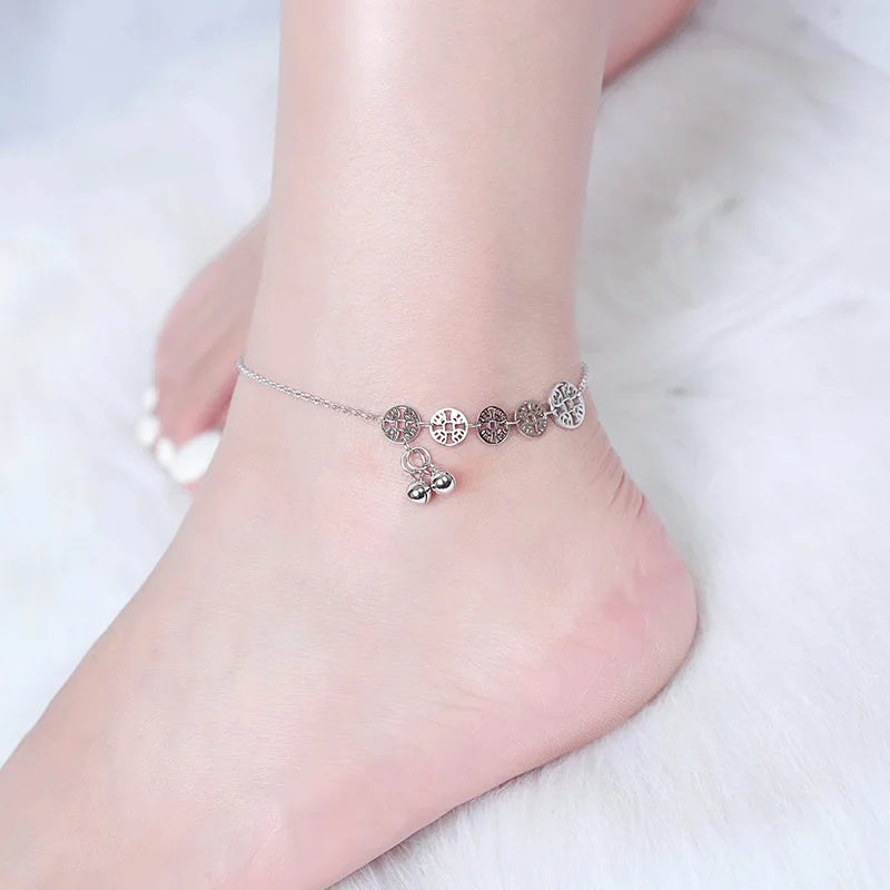 925 Silver Small Cross Anklet Women Ankle Bracelet Foot Jewelry