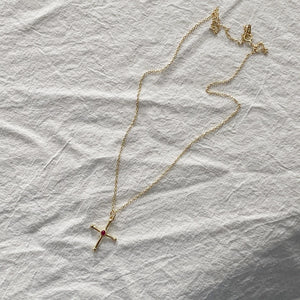 925 Silver Small Cross Necklace Zircon Christian Cross Pendant