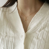 925 Silver Small Cross Necklace Zircon Christian Cross Pendant