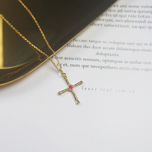925 Silver Small Cross Necklace Zircon Christian Cross Pendant