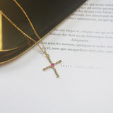 925 Silver Small Cross Necklace Zircon Christian Cross Pendant