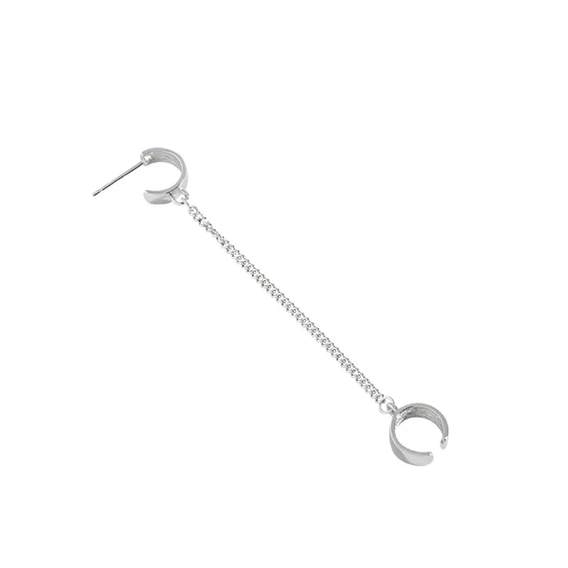 925 Sterling Silver Small Feel Chain Ear Pins Ear Clip