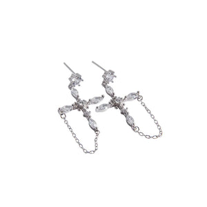 925 Sterling Silver Renaissance Cross Earrings for Women