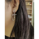 925 Sterling Silver Renaissance Cross Earrings for Women