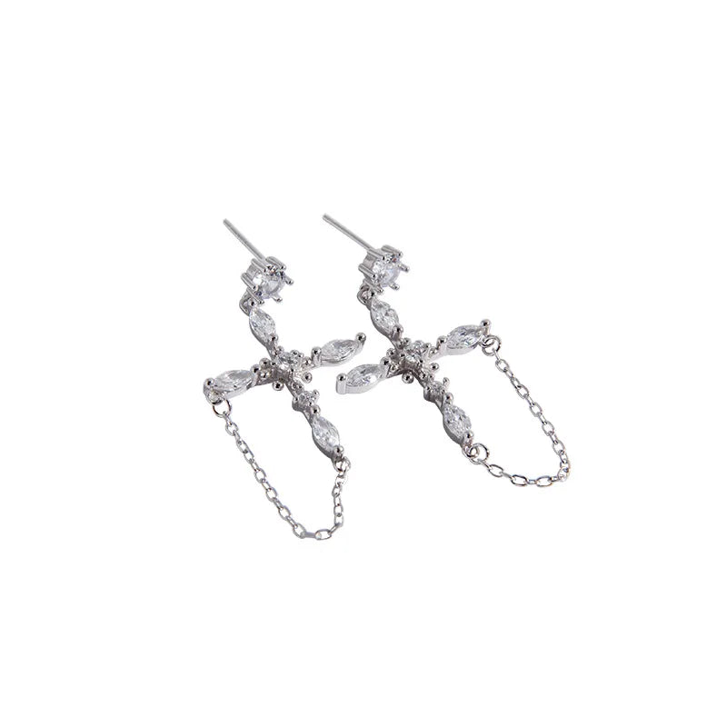 925 Sterling Silver Renaissance Cross Earrings for Women