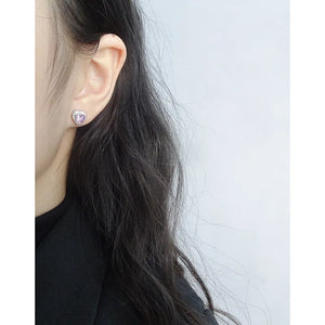 925 Silver Small Sense Love Zirconium Earrings