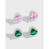 925 Silver Small Sense Love Zirconium Earrings
