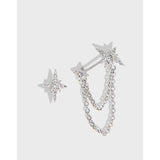925 Silver Star Asymmetric Earrings for Women