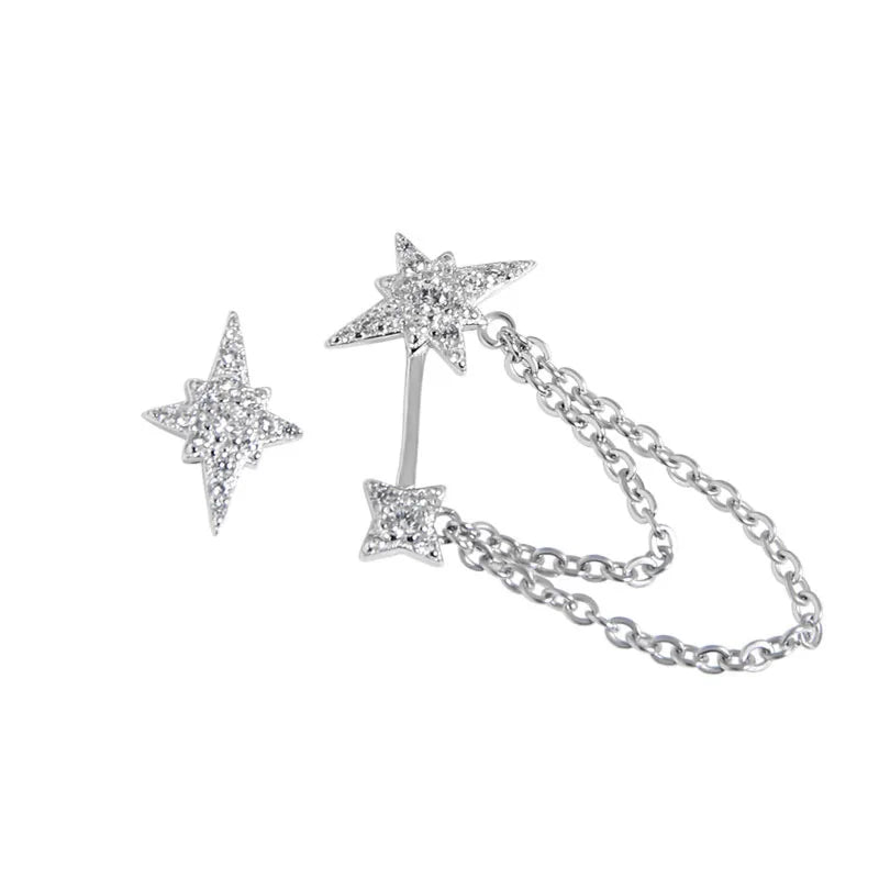 925 Silver Star Asymmetric Earrings for Women