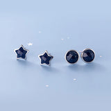 925 Silver Star Round Stud Earrings Teen Birthday Jewelry