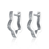 925 Silver Zircon Flower Hoop Earrings Vintage Style for Women Party Gift