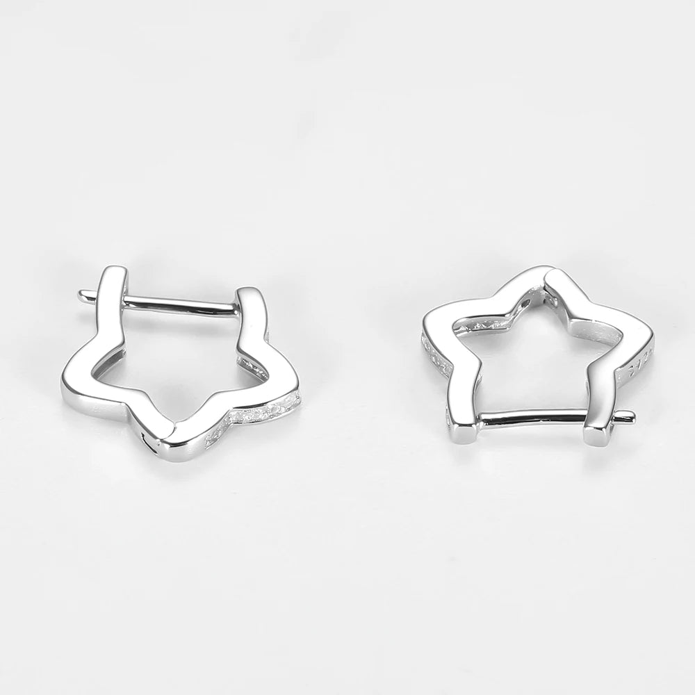 925 Silver Zircon Flower Hoop Earrings Vintage Style for Women Party Gift