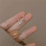 925 Sterling Silver Small Fresh Flower Crystal Earrings