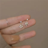 925 Sterling Silver Small Fresh Flower Crystal Earrings